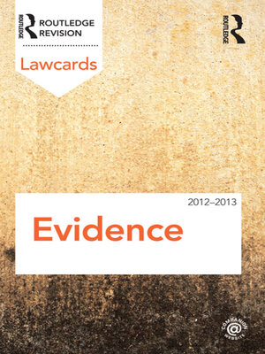 cover image of Evidence Lawcards 2012-2013